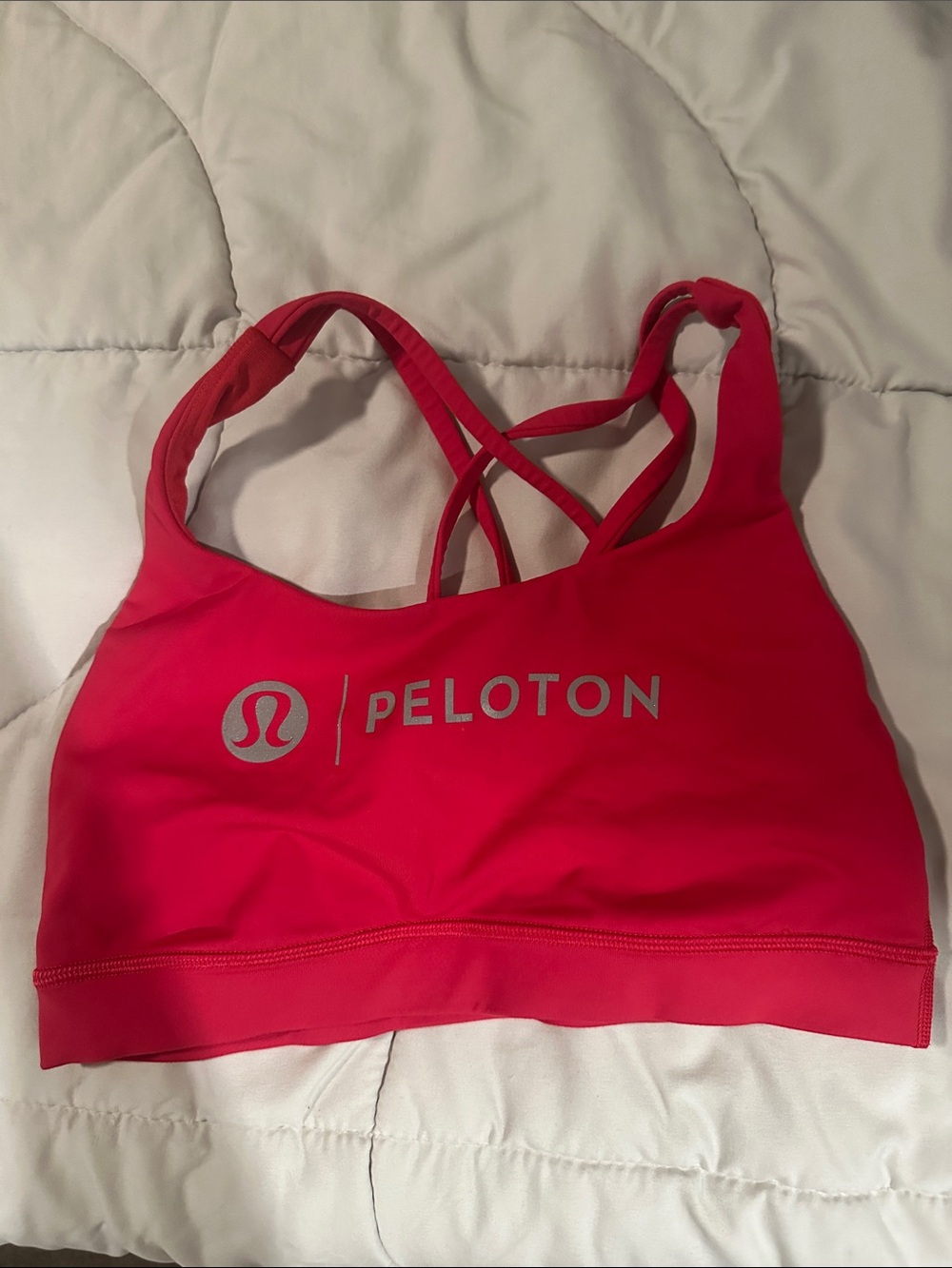 lululemon athletica Pink Strappy Peloton Logo Sports Bra